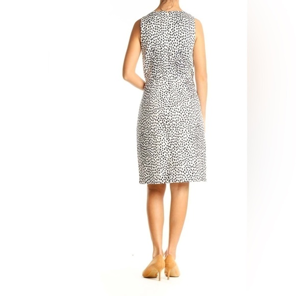 J.Crew Polka Dot Dark Navy Blue White Cotton Classic Knee length dress Size 0 - Picture 2 of 7